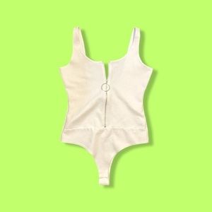 RAVER White o-ring zip bodysuit